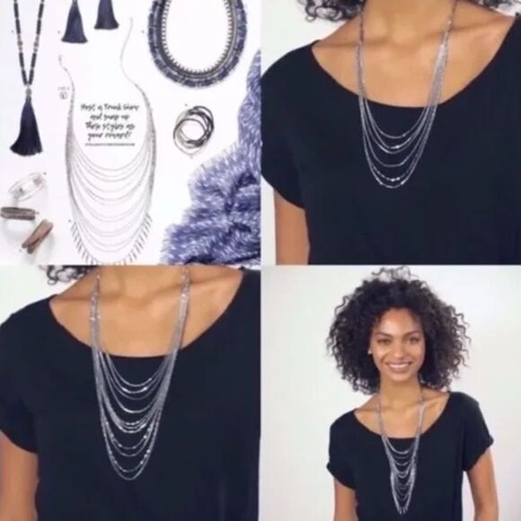 stella & dot ~ lindsay silver layering necklace - Picture 5 of 7